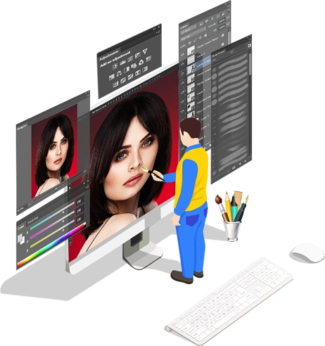 Beauty photo retouching how to execute task infograph