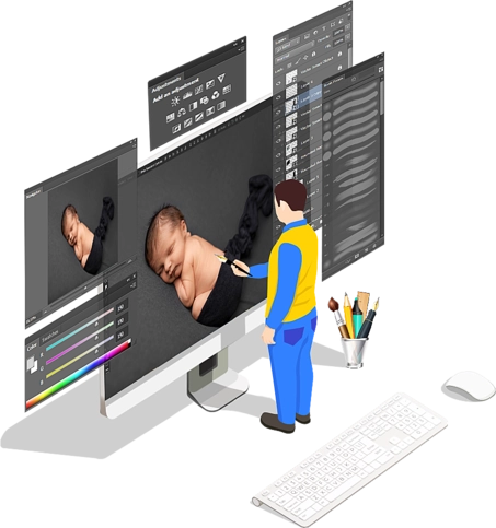 Newborn Photo Retouching Simple Illustration by ColorClipping