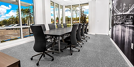 Professional interior photo editing of a modern conference room with balanced colors and sharp clarity